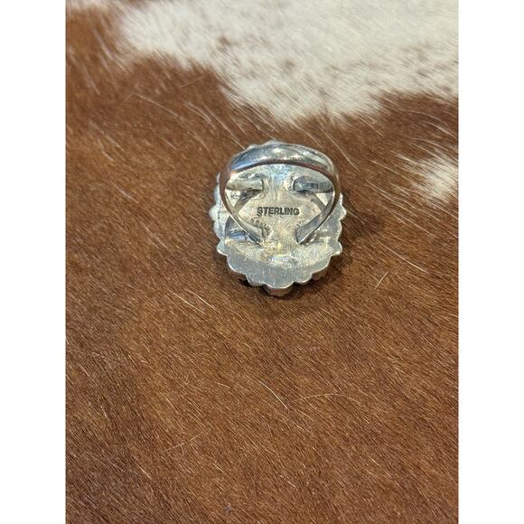 Native American 925 SW Sterling Silver & Green Turquoise Cluster Ring🌵Snake Eye - Picture 4 of 11